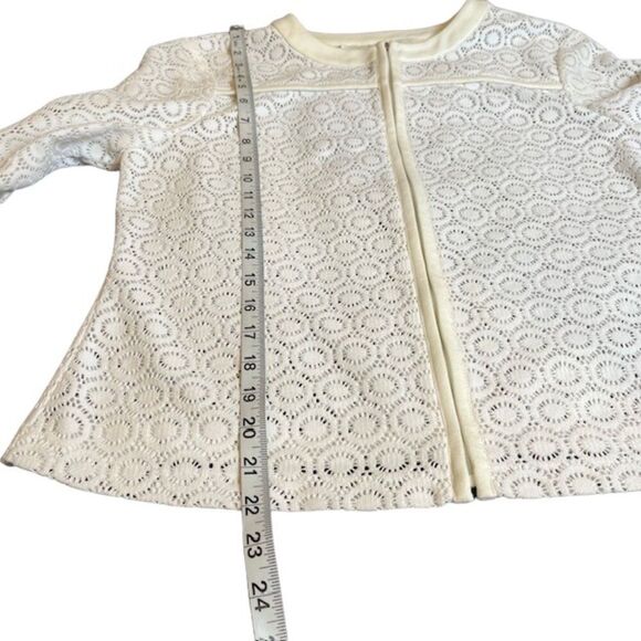 Doncaster White Sheer Lacy Crochet Look Zip Up Jacket Size 10 - Picture 9 of 11